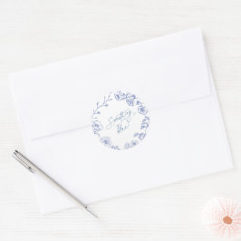 Something Blue Bruiloftsuitnodiging Ronde Sticker
