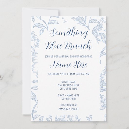 Something Blue Brunch Bridal Shower Invitation Kaart (Voorkant)