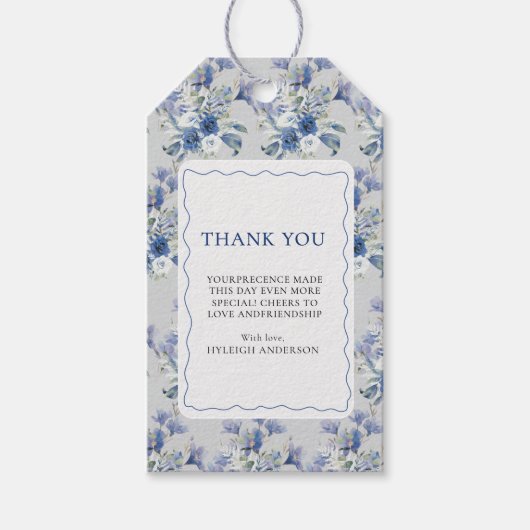 Something Blue Calla Lily Ribbon Bow Vrijgezellenf Cadeaulabel (Voorkant)