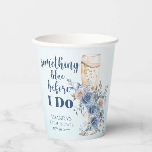 Something Blue Champagne Bloemachtige Bruidsmeisje Papieren Bekers (Voorkant)