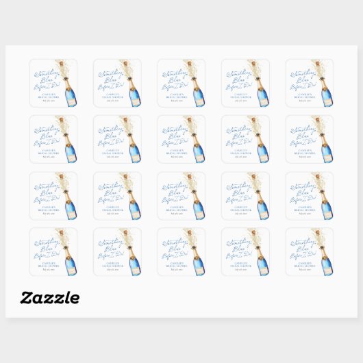Something Blue Champagne Bruidsbrunch Vierkante Sticker (Vel)