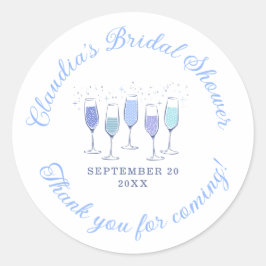 Something Blue Champagne Bruidsfeest Ronde Sticker