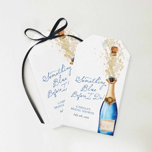Something Blue Champagne Bruiloft Favor Cadeaulabel