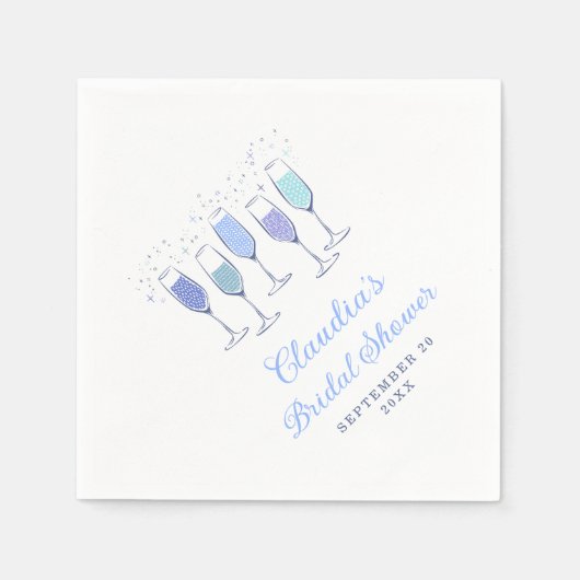 Something Blue Champagne Bruiloftsfeest Servet (Voorkant)