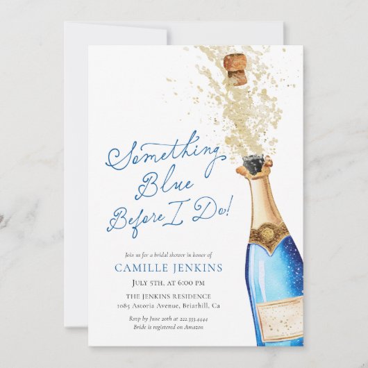 Something Blue Champagne Brunch Vrijgezellenfeest Kaart (Voorkant)