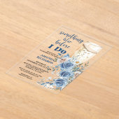 Something Blue Champagne Floral Bridal Shower Acryl Uitnodigingen (Laagn)
