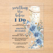 Something Blue Champagne Floral Bridal Shower Acryl Uitnodigingen (Voorkant)