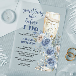Something Blue Champagne Floral Bridal Shower Acryl Uitnodigingen