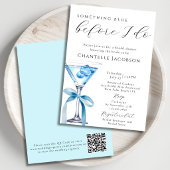 Something Blue Chic Martini QR Code Bruiloftsfeest Kaart
