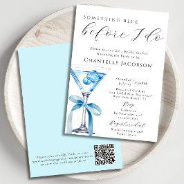 Something Blue Chic Martini QR Code Bruiloftsfeest Kaart