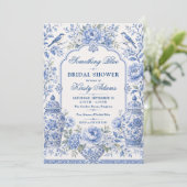 Something Blue Chinoiserie Bruiloftsfeest Kaart (Staand voorkant)