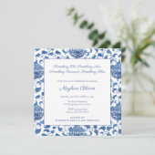 Something Blue Chinoiserie Chic Bruidsdouche Kaart (Staand voorkant)
