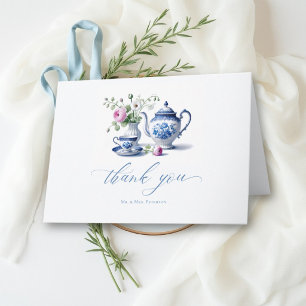 Something Blue Chinoiserie Flora Bruids Theesalon Bedankkaart