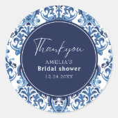 Something blue Chinoiserie motief Bruiloftsborrel Ronde Sticker (Voorkant)