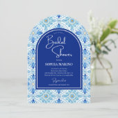 Something Blue Coastal Mediterranean Bridal Shower Kaart (Staand voorkant)