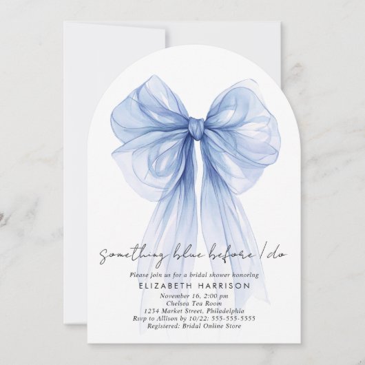 Something Blue Coquette Bow Arch Vrijgezellenfeest Kaart (Voorkant)