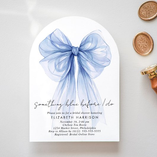 Something Blue Coquette Bow Arch Vrijgezellenfeest Kaart