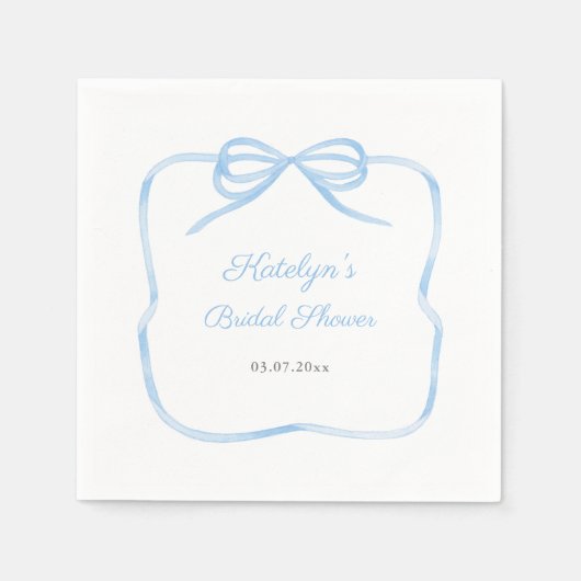 Something Blue Coquette Bow Vrijgezellenfeest Part Servet (Voorkant)