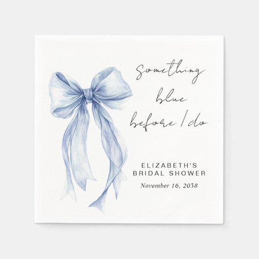Something Blue Coquette Strik Bridal Shower Servet (Voorkant)