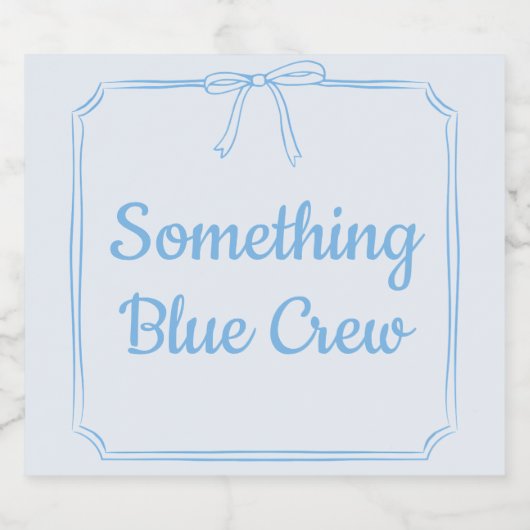 Something Blue Crew Bow Bruidsmeisje bruidsfeest Sparkling Wijnetiket (Enkel label)