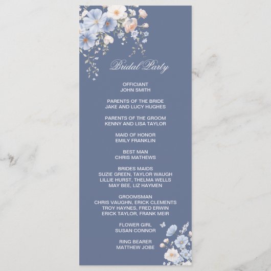 Something Blue Double Sided Flat Program Programmakaart (Achterkant)