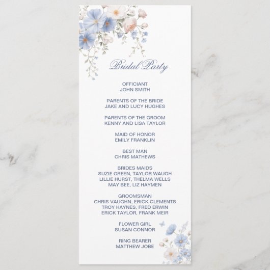 Something Blue Double Sided Flat Program Programmakaart (Achterkant)