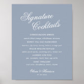 Something Blue Dusty Blue Elegant Drink Sign Poster (Voorkant)