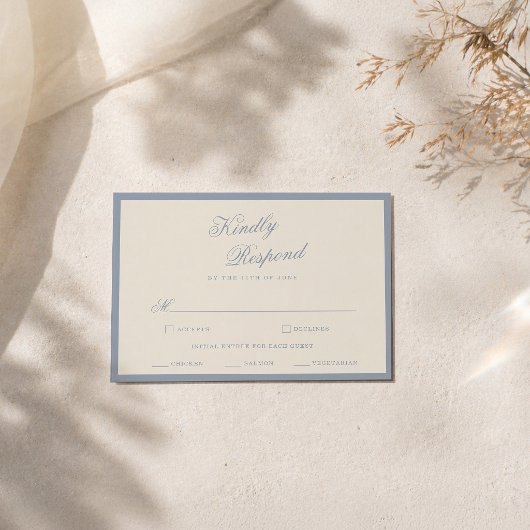 Something Blue Dusty Blue Elegant RSVP Card Informatiekaartje