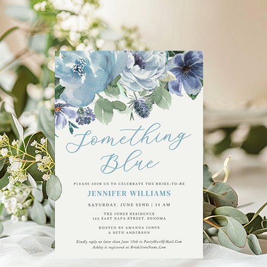 Something Blue Dusty Blue Floral Vrijgezellenfeest Kaart