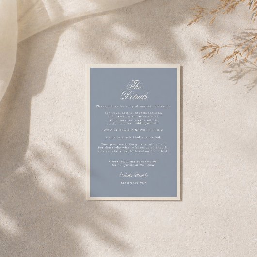 Something Blue Dusty Blue Wedding Details Card Informatiekaartje