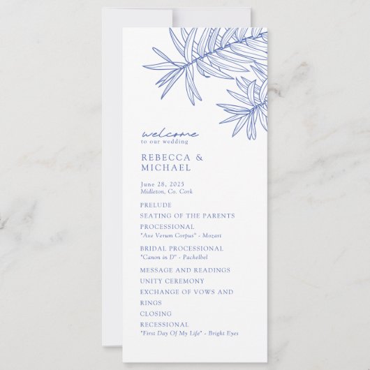 Something Blue Elegant Botanisch Trouwprogramma (Voorkant)