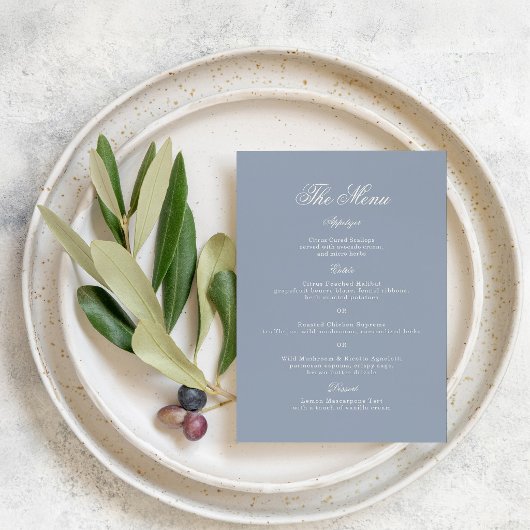 Something Blue Elegant Wedding Menu Card Kaart