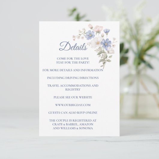 Something Blue Enclosure Card Details Informatiekaartje (Staand voorkant)