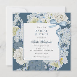 Something Blue Floral Bow Bridal Shower Kaart