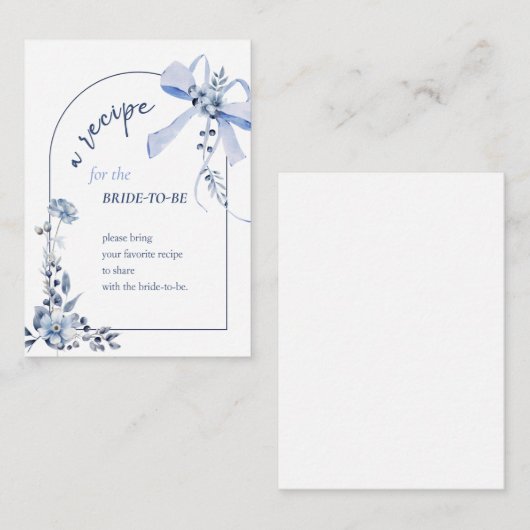 Something Blue Floral Bow Bruids Recept Kaart (Voorkant / Achterkant)