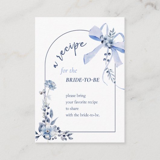 Something Blue Floral Bow Bruids Recept Kaart (Voorkant)