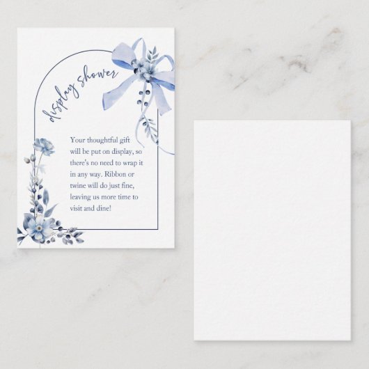 Something Blue Floral Bow Display Kaart (Voorkant / Achterkant)
