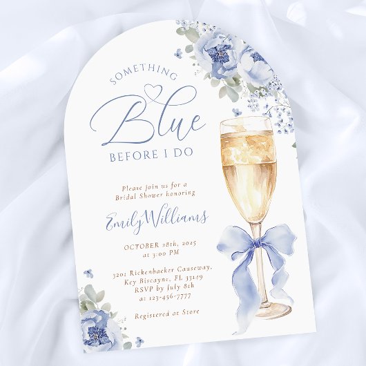 Something Blue Floral Bridal Shower Arched Kaart