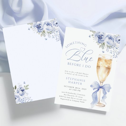 Something Blue Floral Bridal Shower Invitation Kaart