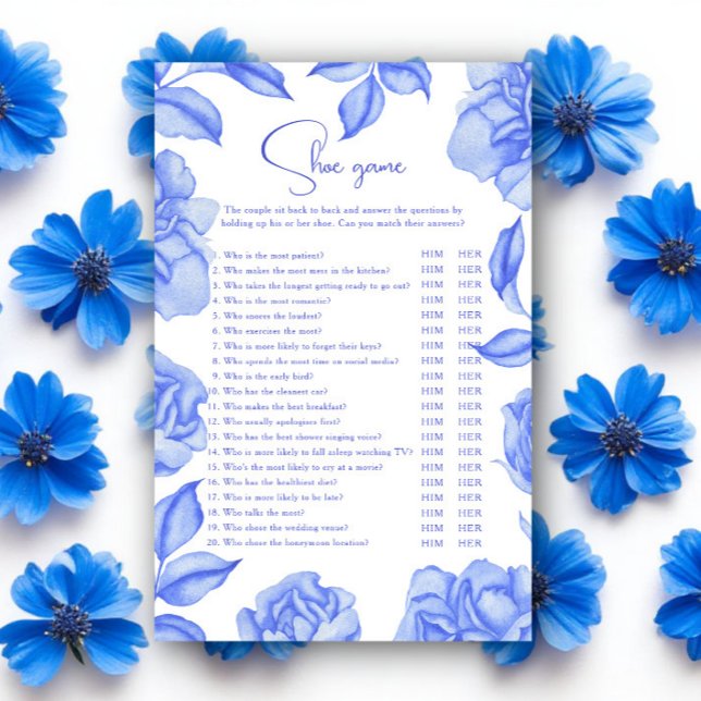 Something blue floral Bridal shower Shoe game (Creator heeft geüpload)