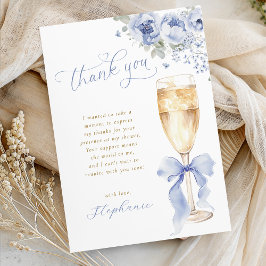 Something Blue Floral Bridal Shower Thank You Card Bedankkaart