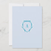 Something Blue Floral Crest Monogram Vrijgezellenf Kaart (Achterkant)