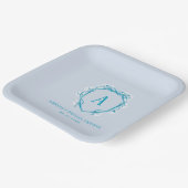 Something Blue Floral Crest Monogram Vrijgezellenf Papieren Bordje (Gebogen)