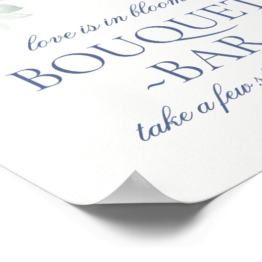 Something Blue Floral Hydrangea Bruids Boeket Bar Poster (Hoek)