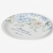 Something Blue Floral Hydrangea Bruiloftsfeest Papieren Bordje (Gekanteld)