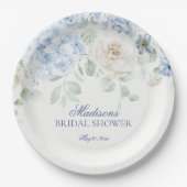Something Blue Floral Hydrangea Bruiloftsfeest Papieren Bordje (Voorkant)