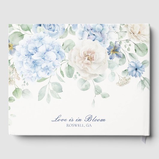 Something Blue Floral Hydrangea Wedding Guestbook Gastenboek (Achterkant)