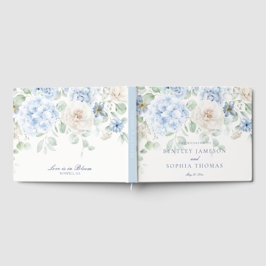 Something Blue Floral Hydrangea Wedding Guestbook Gastenboek (Volledig)