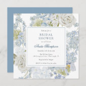 Something Blue Floral Ribbon Bridal Shower Kaart (Voorkant / Achterkant)