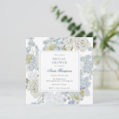 Something Blue Floral Ribbon Bridal Shower Kaart (Staand voorkant)